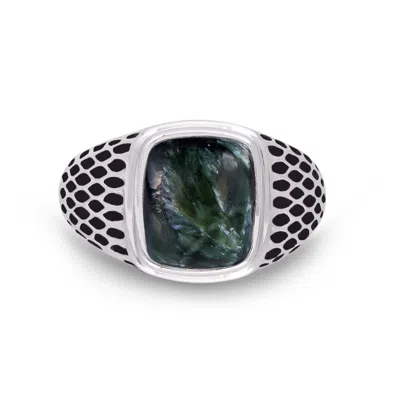 LUVMYJEWELRY SERAPHINITE STERLING SILVER MEN SIGNET RING