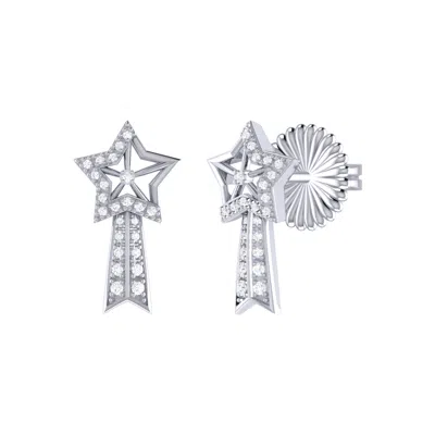 LUVMYJEWELRY SHOOTING STAR STERLING SILVER DIAMOND COMET EARRING
