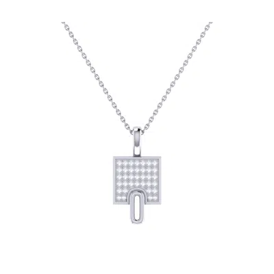 LUVMYJEWELRY SIDEWALK SQUARE STERLING SILVER DIAMOND CHAIN PENDANT