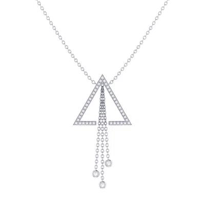 LUVMYJEWELRY SKYLINE TRIANGLE SILVER DIAMOND LARIAT NECKLACE