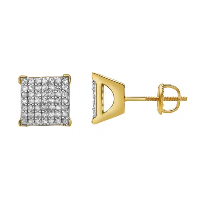 LUVMYJEWELRY SORENTIS 10K YELLOW GOLD CLUSTER DIAMOND UNISEX EARRINGS - 0.39 CTS