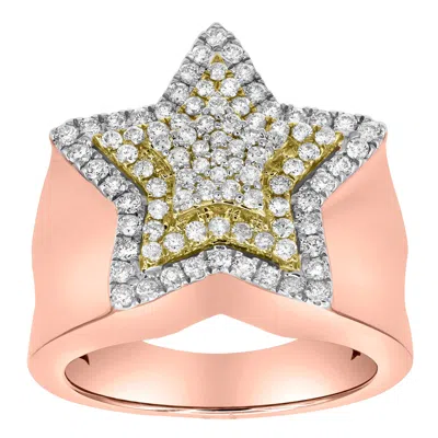 LUVMYJEWELRY STAR STUDDED BLING 14K ROSE GOLD TWO TONE STAR RING - 1.88 CT