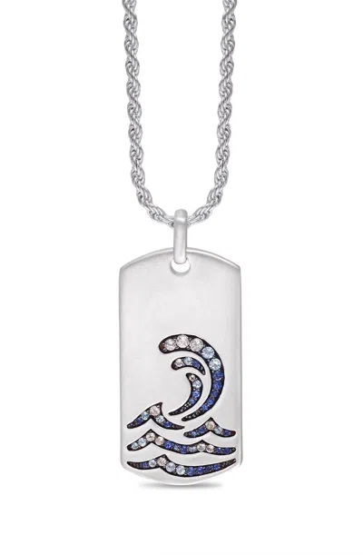 LUVMYJEWELRY SURFRIDER BEACH SAPPHIRE & TOPAZ SILVER TAG NECKLACE