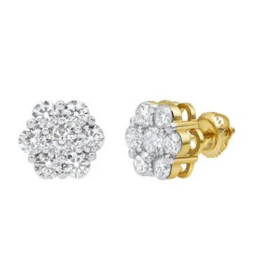 LUVMYJEWELRY SWANKY 14K YELLOW GOLD DIAMOND CLUSTER EARRINGS - 2.49CT.