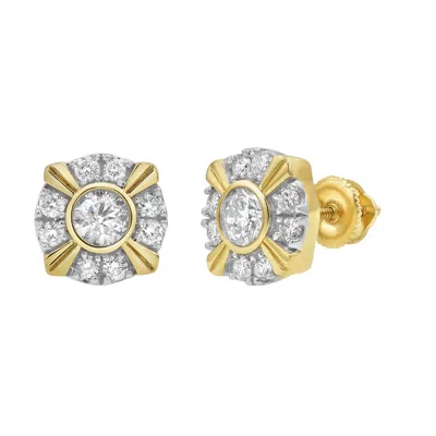 LUVMYJEWELRY TUDOR 14K YELLOW GOLD DIAMOND STUD EARRINGS - 0.76CT.