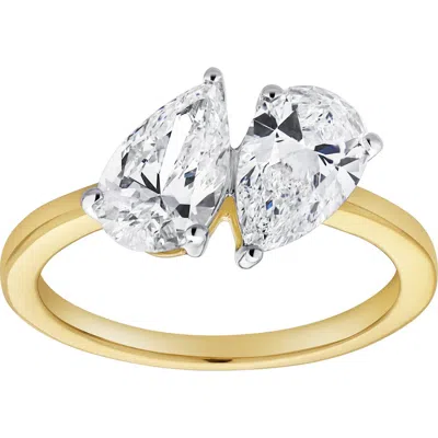 LUVMYJEWELRY LUVMYJEWELRY TWIN FLAMES 14K GOLD PEAR CUT LAB GROWN DIAMOND TOI ET MOI RING