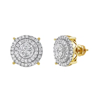 LUVMYJEWELRY VEGAS BALLER 14K YELLOW GOLD DIAMOND STUD EARRINGS - 1.54CT.