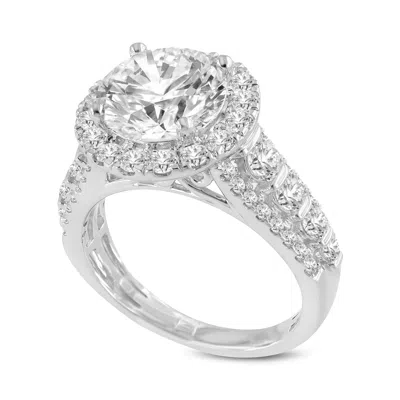 LUVMYJEWELRY VIGNE 14K WHITE GOLD ROUND CUT LAB GROWN DIAMOND HALO ENGAGEMENT RING - 4.53 CT