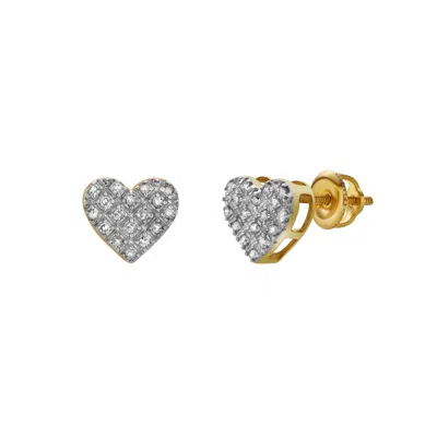 LUVMYJEWELRY VOW 10K YELLOW GOLD CLUSTER DIAMOND UNISEX EARRINGS - 0.14 CTS
