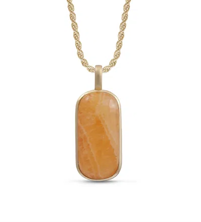 LUVMYJEWELRY YELLOW LACE AGATE STERLING SILVER MEN TAG NECKLACE