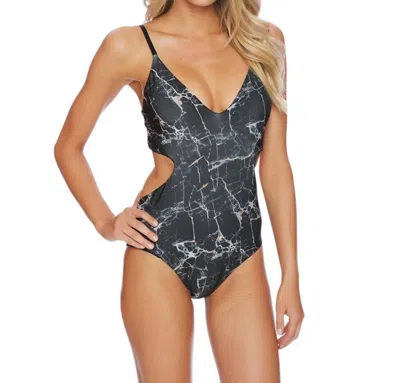 LUXE BY LISA VOGEL ROCK SOLID CUT OUT ONE PIECE SWIMSUIT IN BLACK ONYX