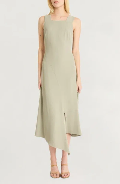LUXELY LUXELY ASYMMETRIC SLEEVELESS MIDI DRESS