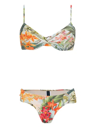 LYGIA & NANNY TWIST-FRONT FLORAL-PRINT BIKINI