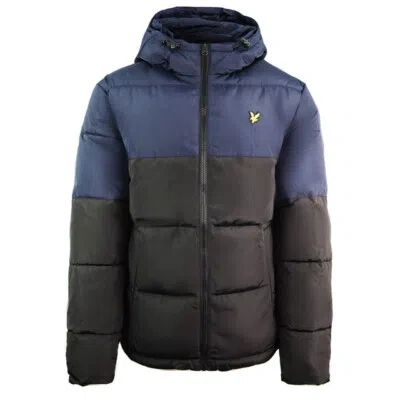 LYLE & SCOTT LYLE & SCOTT COLOURBLOCK PUFFER JACKET ZIP UP HOODED NAVY COAT JK1350V W246