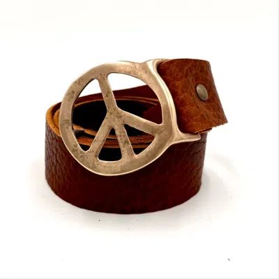 LYNN TALLERICO WOMEN'S BROWN PEACE BELT IN BRASS- WHISKEY - MEDIUM/LARGE