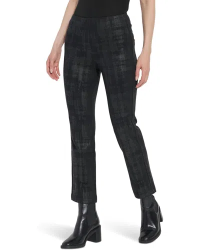 LYSSÉ ANKEL FOIL DENIM BABY BOOT PANTS IN BRUSHED PLAID FOIL