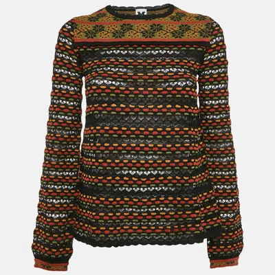 M MISSONI MULTICOLOR POINTELLE KNIT TOP S