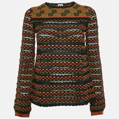 M MISSONI MULTICOLOR POINTELLE KNIT TOP S