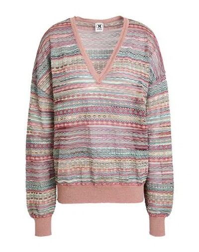 M MISSONI M MISSONI WOMAN SWEATER ANTIQUE ROSE SIZE XL VISCOSE, COTTON, MOHAIR WOOL, ALPACA WOOL, POLYAMIDE