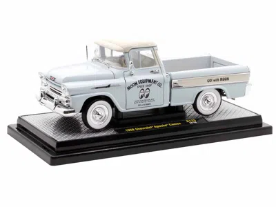 M2 1958 CHEVROLET APACHE CAMEO PICKUP TRUCK "MOONEYES" LIGHT GRAY WITH WHITE TOP LIMITED EDITION TO 665