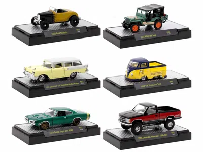 M2 AUTO MEETS SET OF 6 CARS IN DISPLAY CASES RELEASE 82 LIMITED EDITION 1/64 DIECAST MODEL CARS BY M2 M