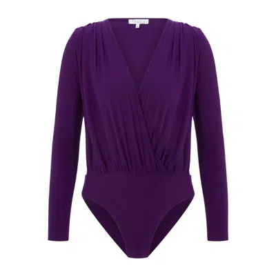 MAAN ISTANBUL WOMEN'S DEEP V-NECK BODYSUIT - PURPLE OUT OF TIME