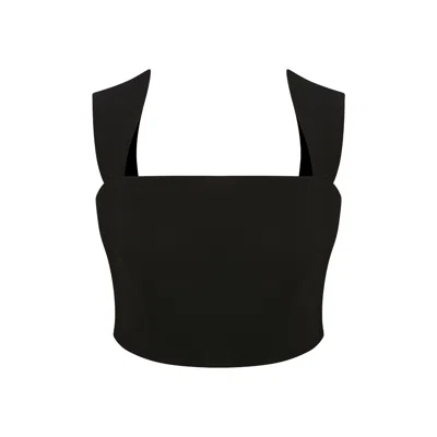 MAAN ISTANBUL WOMEN'S STRAP ZIPPERED BLACK BUSTIER - EVA
