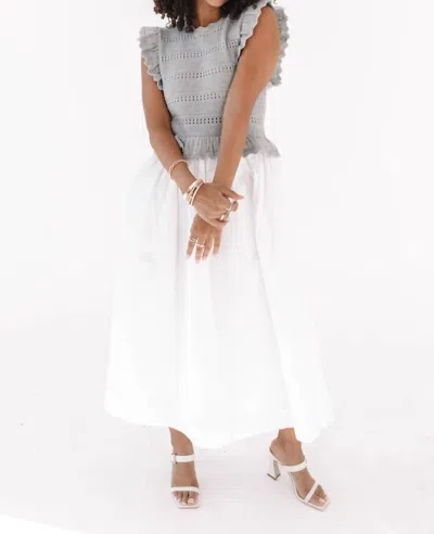 MABLE RUFFLE SWEATER TOP & WOVEN MIX DRESS IN HEATHER GREY