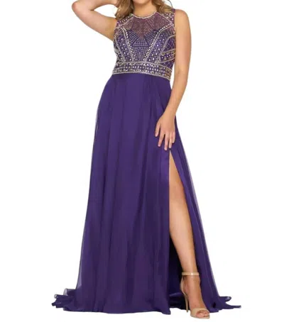 MAC DUGGAL BEADED ILLUSION SWEETHEART BALL GOWN - PLUS IN PURPLE
