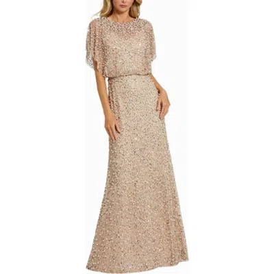 MAC DUGGAL MAC DUGGAL BEADED MESH GOWN WITH SHAWL