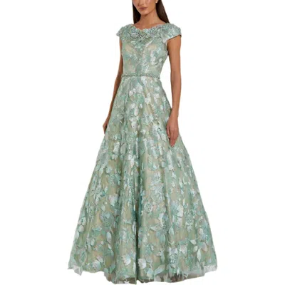 MAC DUGGAL MAC DUGGAL EMBELLISHED CAP SLEEVE HIGH NECK BALLGOWN