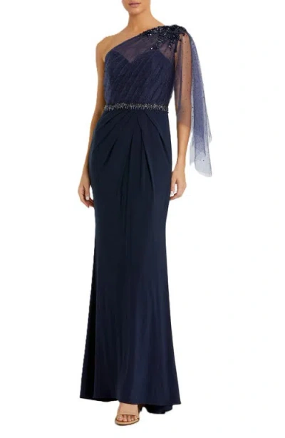 MAC DUGGAL MAC DUGGAL EMBELLISHED ONE SHOULDER DRAPED GOWN