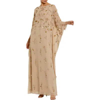 MAC DUGGAL FLORAL EMBELLISHED TRAPEZE GOWN