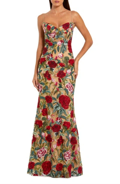 MAC DUGGAL MAC DUGGAL FLORAL EMBROIDERED OFF THE SHOULDER GOWN