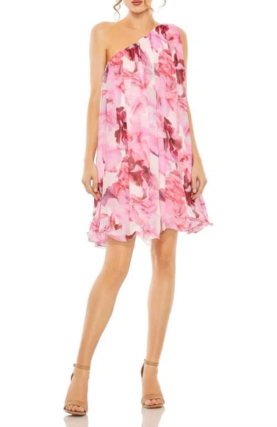 MAC DUGGAL MAC DUGGAL FLORAL PRINT ONE-SHOULDER MINI DRESS