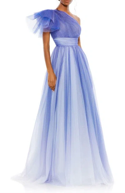 MAC DUGGAL MAC DUGGAL GLITTER OMBRE RUFFLED ONE SHOULDER BALLGOWN