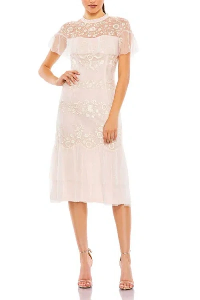 MAC DUGGAL MAC DUGGAL HIGH NECK MESH EMBROIDERED DRESS