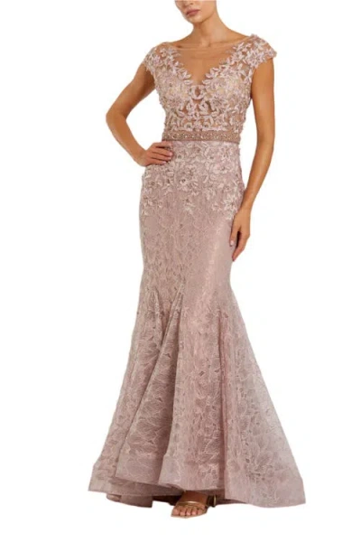 MAC DUGGAL MAC DUGGAL HIGH NECK SHOULDER FLOWER DETAIL MERMAID GOWN