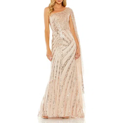 MAC DUGGAL MAC DUGGAL ONE SHOULDER CAPE SLEEVE EMBELLISHED GOWN