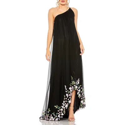 MAC DUGGAL MAC DUGGAL ONE SHOULDER TRAPEZE EMBELLISHED HIGH LOW GOWN