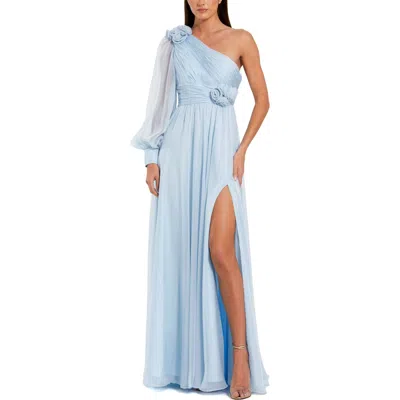 MAC DUGGAL MAC DUGGAL ONE SLEEVE CHIFFON GOWN WITH 3D FLOWERS