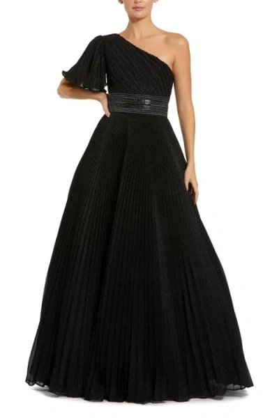 MAC DUGGAL MAC DUGGAL PLEATED SHIMMERING GEORGETTE ONE SHOULDER GOWN