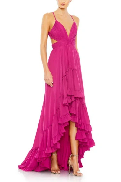 MAC DUGGAL MAC DUGGAL PLEATED TIERED CUT OUT SLEEVELESS GOWN