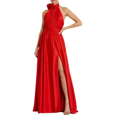 MAC DUGGAL MAC DUGGAL FLOOR-LENGTH CHIFFON DRESS WITH RUCHED WAIST AND THIGH SLIT