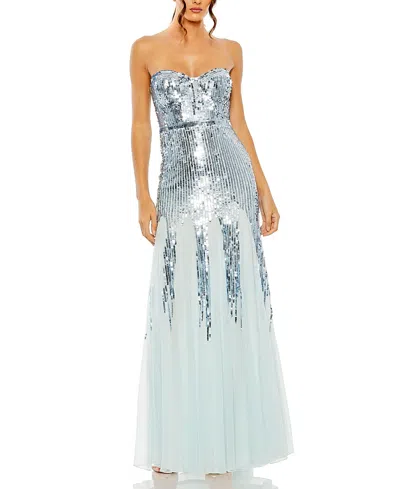 MAC DUGGAL SLEEVELESS SEQUIN MESH GOWN