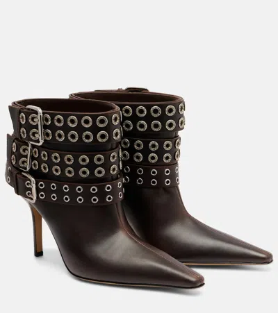 MACH&MACH BUCKLE BELT 95 LEATHER ANKLE BOOTS