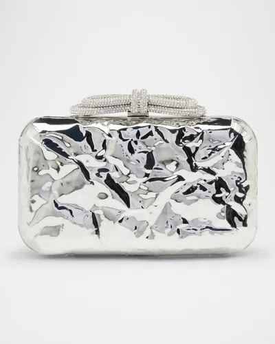 MACH&MACH DOUBLE BOW WRAPPED MIRROR LEATHER CLUTCH BAG