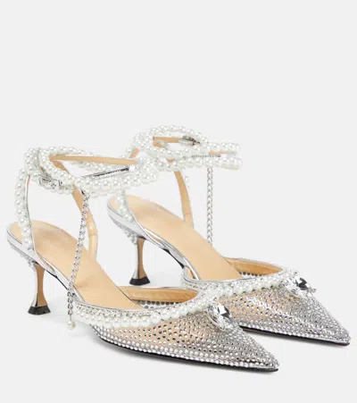 MACH&MACH FAUX-PEARL EMBELLISHED PVC PUMPS