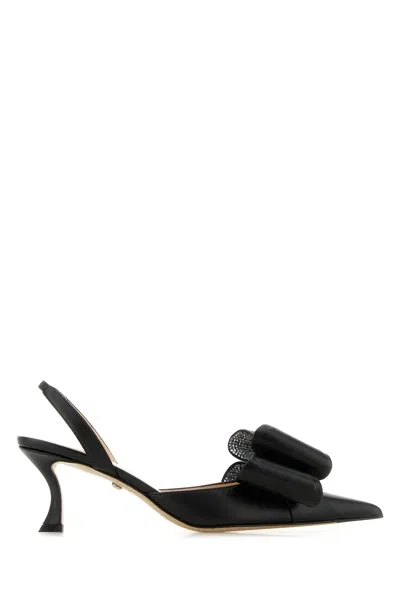 MACH & MACH BLACK LEATHER LE CADEAU PUMPS