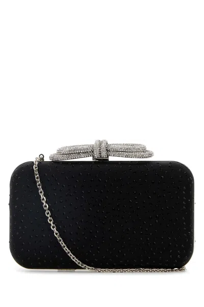 MACH & MACH BLACK SATIN CLUTCH